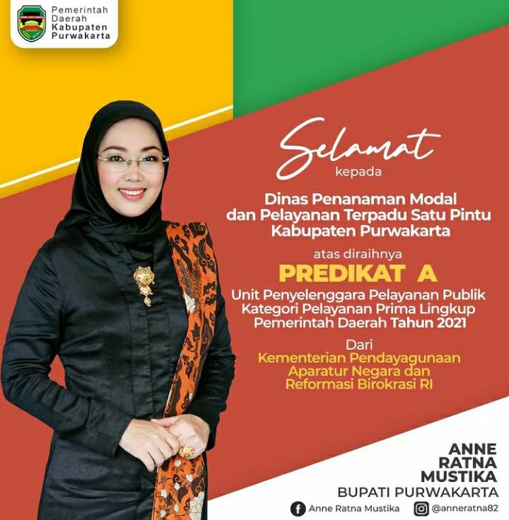 DPMPTSP Purwakarta Raih Predikat A Kategori Pelayanan Prima pada Pelayanan Publik