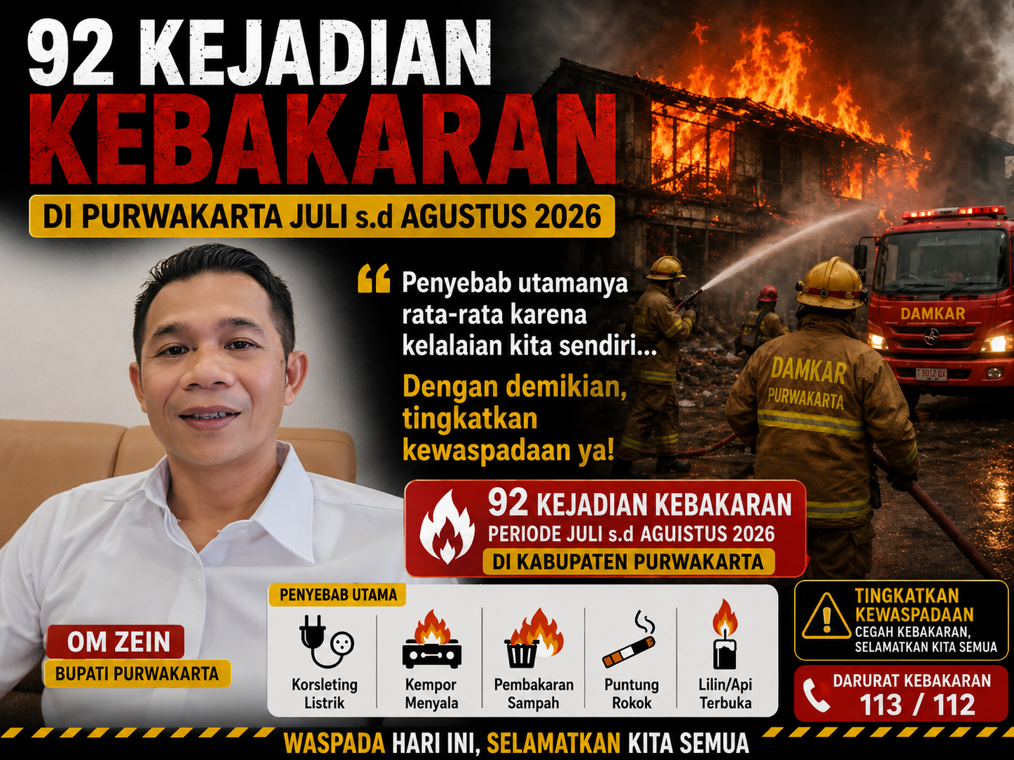 Om Zein Ungkap 92 Kasus Kebakaran di Purwakarta, Warga Diminta Lebih Waspada