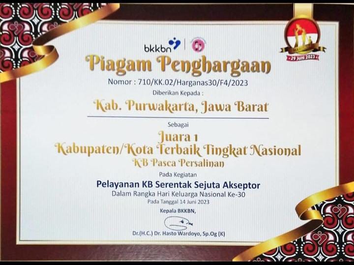 Purwakarta Sabet Juara Nasional Pencapaian Pelayanan KB Pasca Persalinan