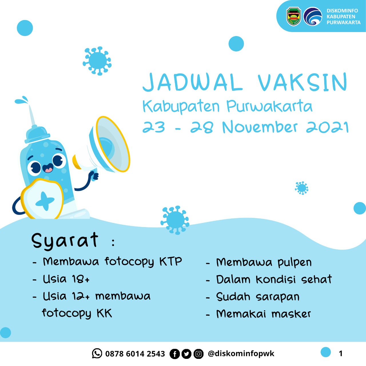 Jadwal Vaksin Kabupaten Purwakarta 23-28 November 2021
