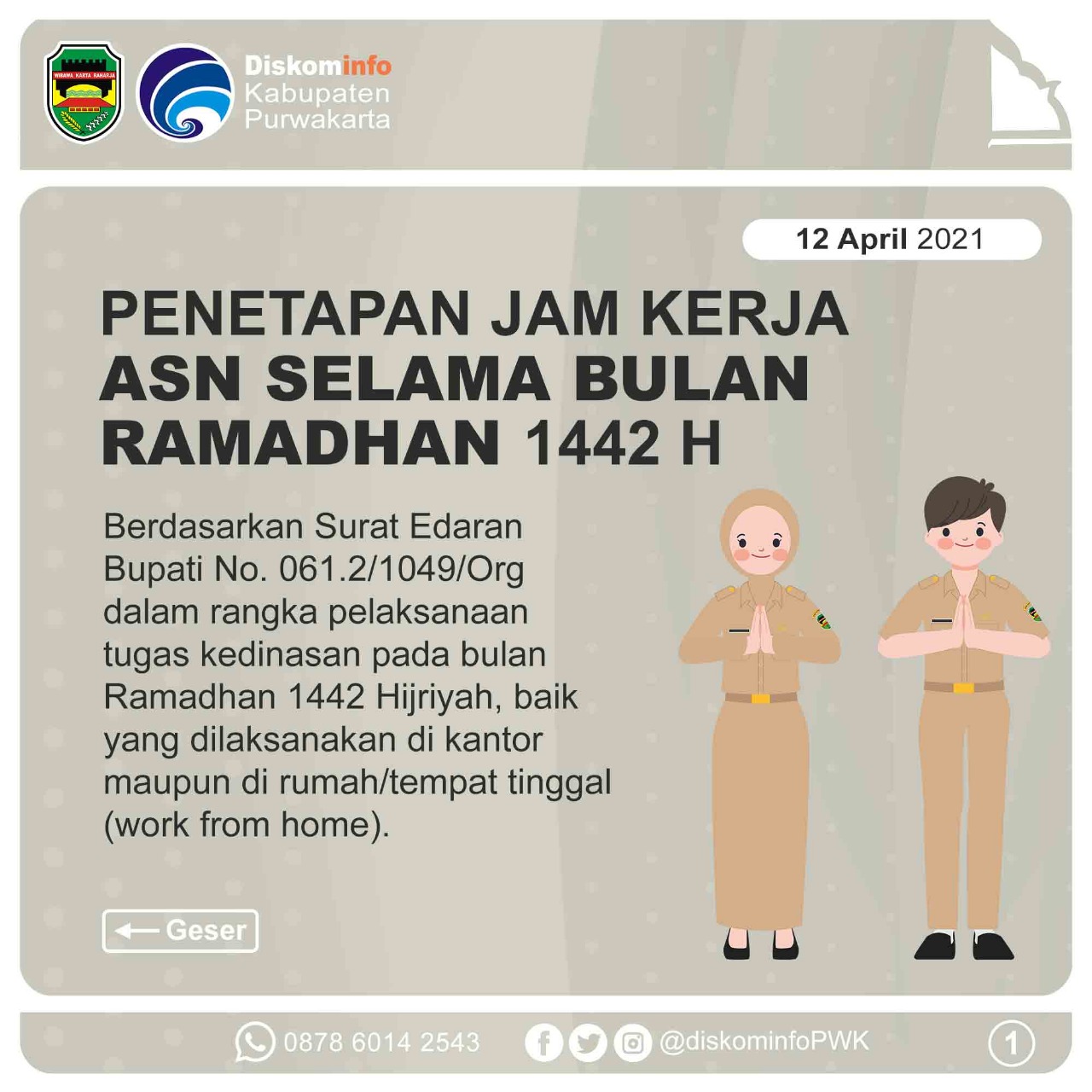 Penetapan Jam Kerja ASN Selama Bulan Ramadhan 1442 H