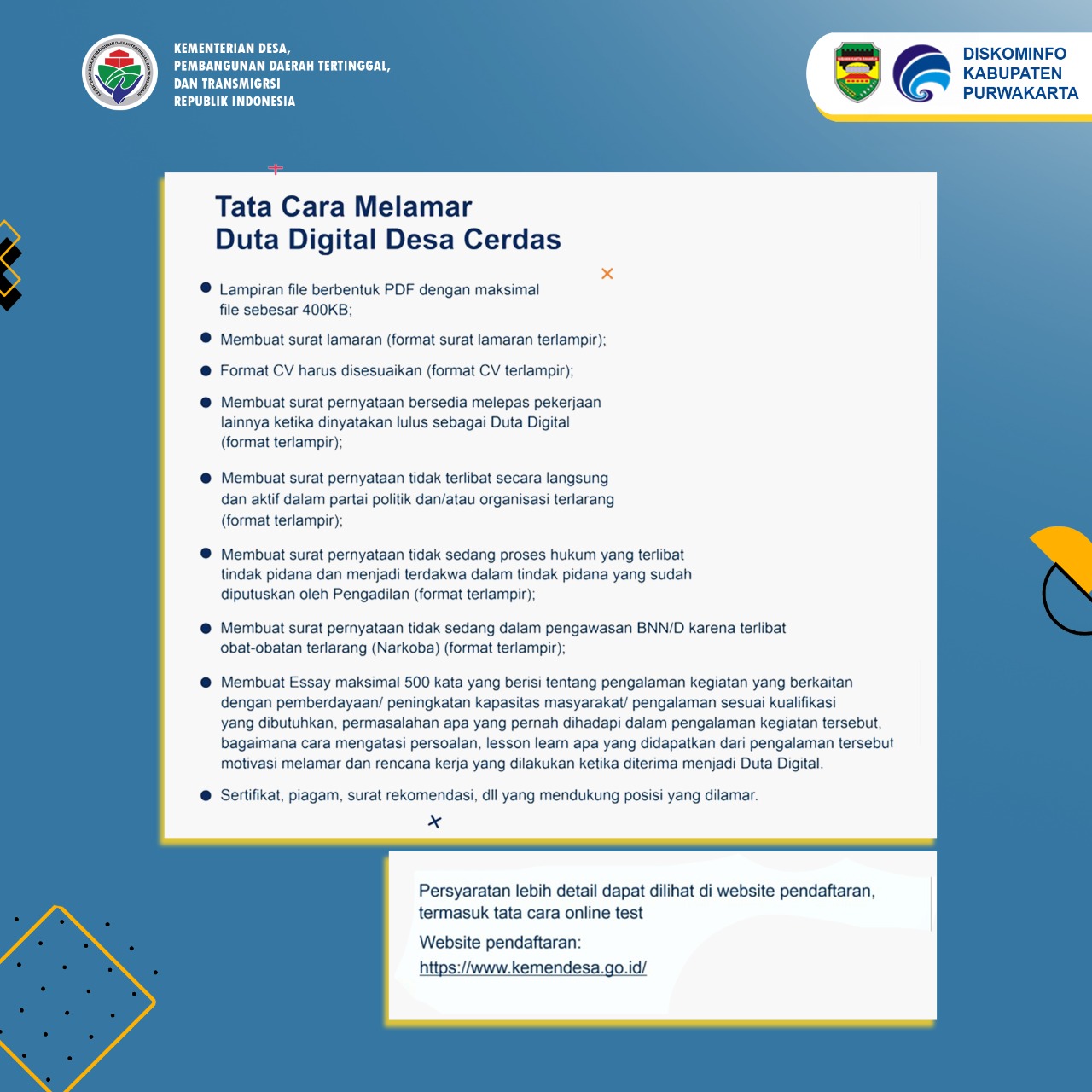 Tata Cara Melamar Duta Digital Desa Cerdas