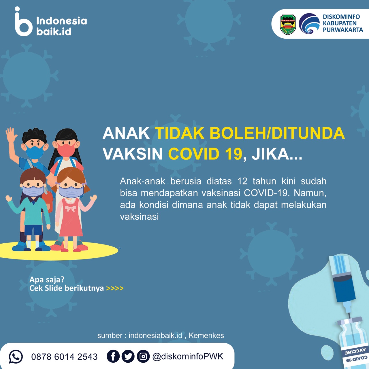 Anak Tidak Boleh Ditunda Vaksin Covid-19,jika